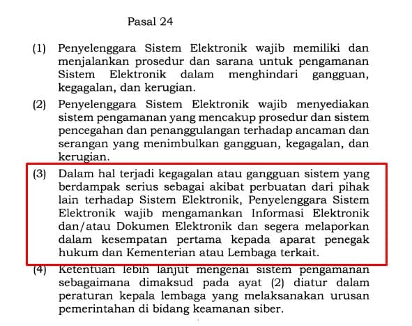 Pasal 24 PP Nomor 71 tahun 2019